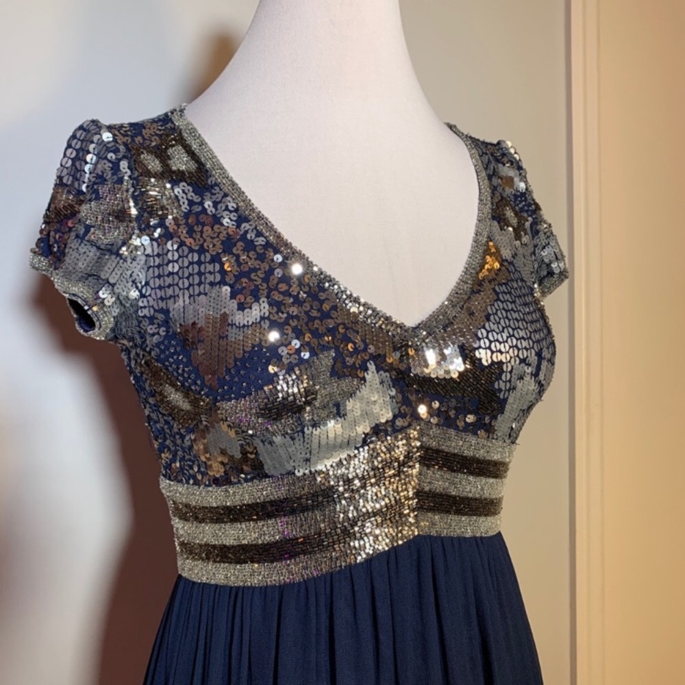 Adrianna Papell sequin long navy dress - Picture 4 of 12